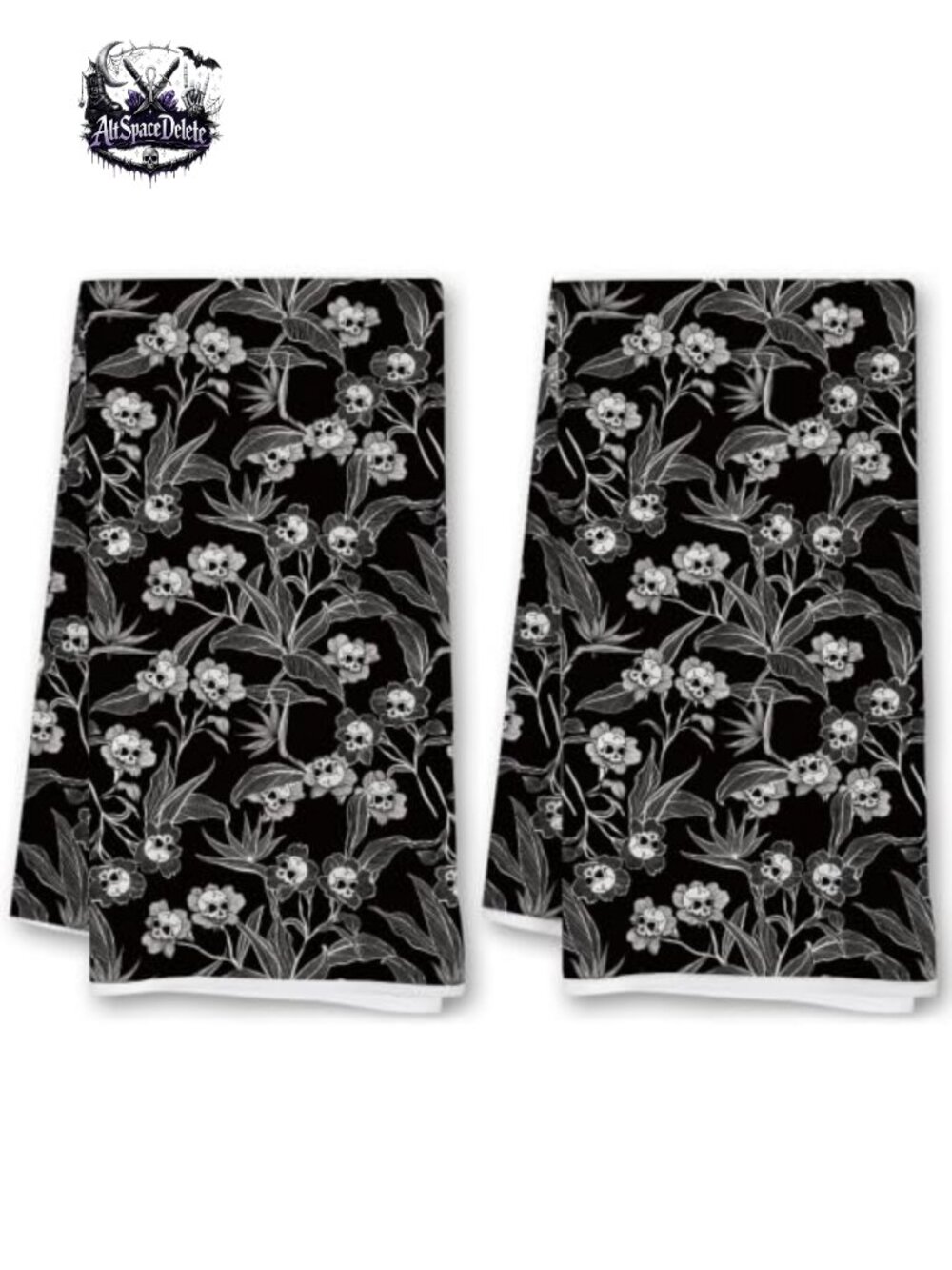 Gothic Flower Halloween Kitchen Towels 16x24 Inch Set of 2